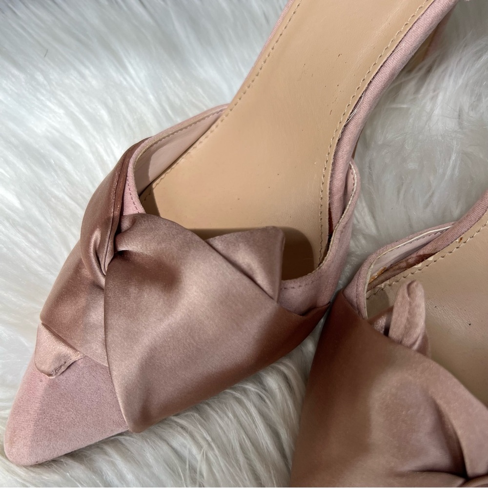 JustFab Sophya Pale Pink Satin Like Knotted Top Pointed Toe Stiletto Pump Heels - Picture 5 of 6